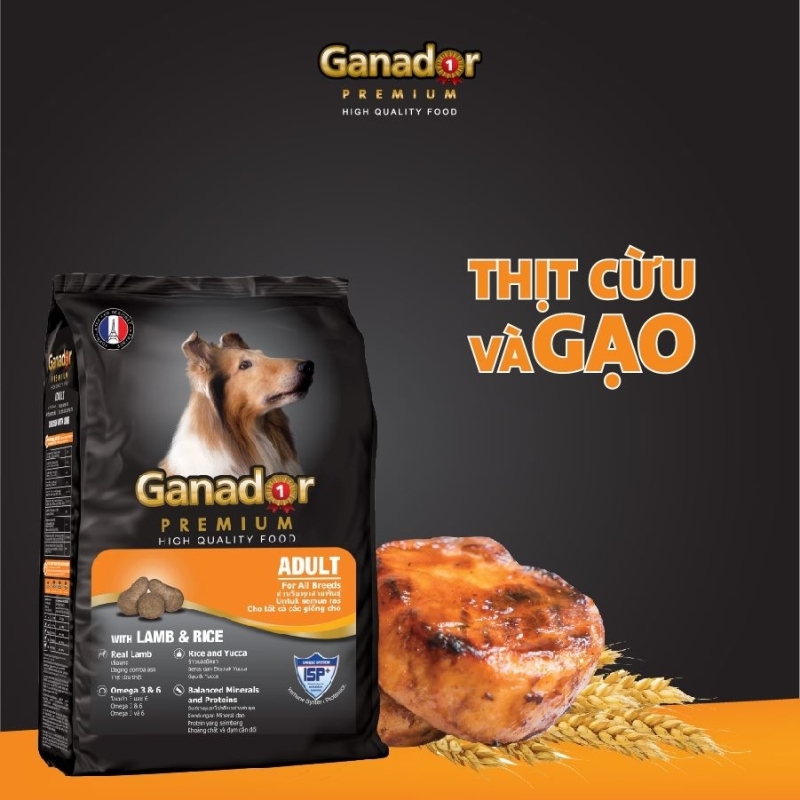 Thức ăn hạt cho Chó Lớn Ganador gói 400g - Vị Thịt Gà,Cừu & Gạo