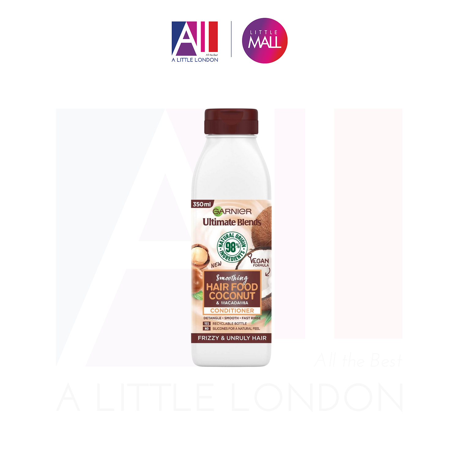 Dầu gội / xả cho tóc xoăn bồng bềnh Garnier Ultimate Blends Hair Food Coconut & Macadamia Shampoo 350ml (Bill Anh)