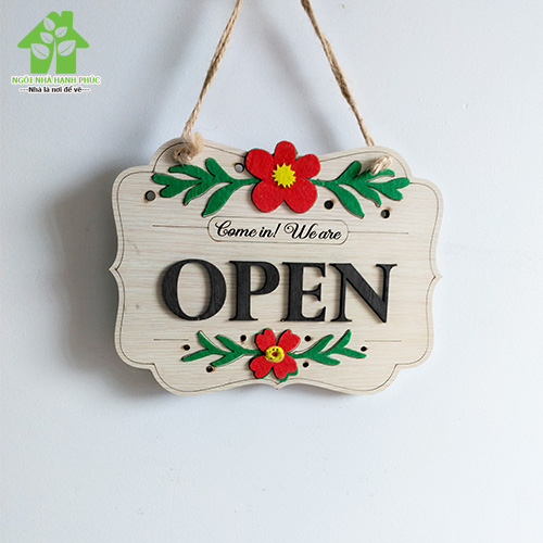 Bảng gỗ decor trang trí SHOP 🚀OPEN - CLOSE 2 MẶT🚀 (tặng kem móc treo tường)
