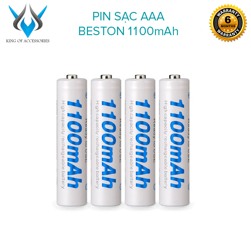 [HCM]Combo 4 viên pin sạc AAA Beston 1300mah/1000mah - kèm hộp nhựa đựng pin (Trắng) - Phụ Kiện 1986