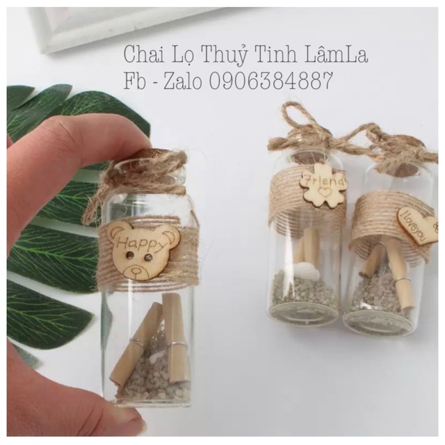 [HCM]Chai Thuỷ Tinh Trang Trí Nút Gỗ Ép 5ml - 10ml