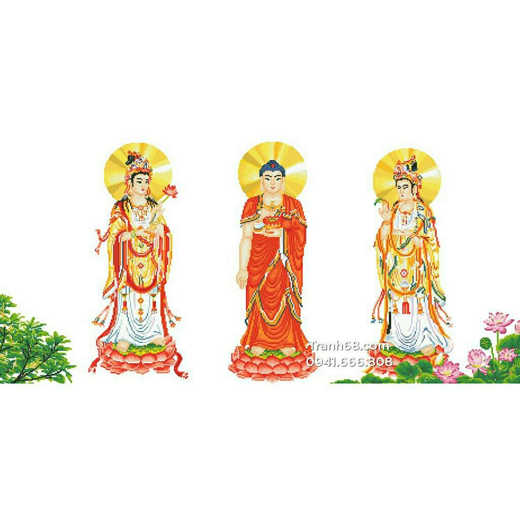 tranh đính đá TAM PHẬT KÍCH THƯỚC :140×75CM