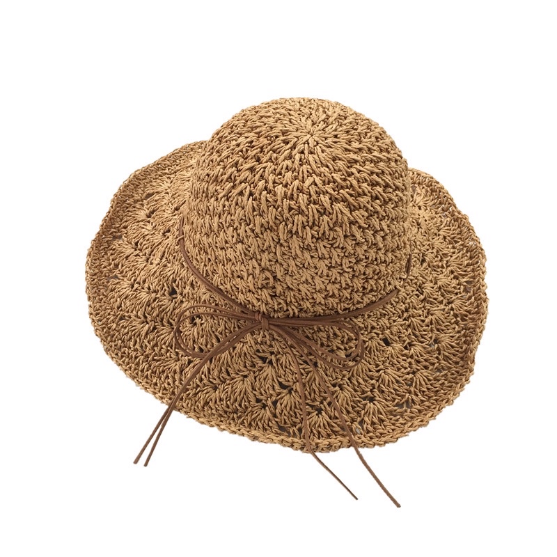 MŨ / NÓN CÓI ( ĐI BIỂN ) MỀM VINTAGE THẮT NƠ DA [SH1]