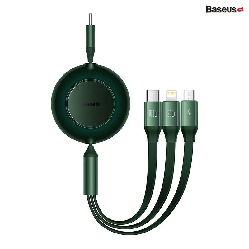 Cáp sạc dây rút công suất 100w baseus bright mirror 3 in 1 series 2