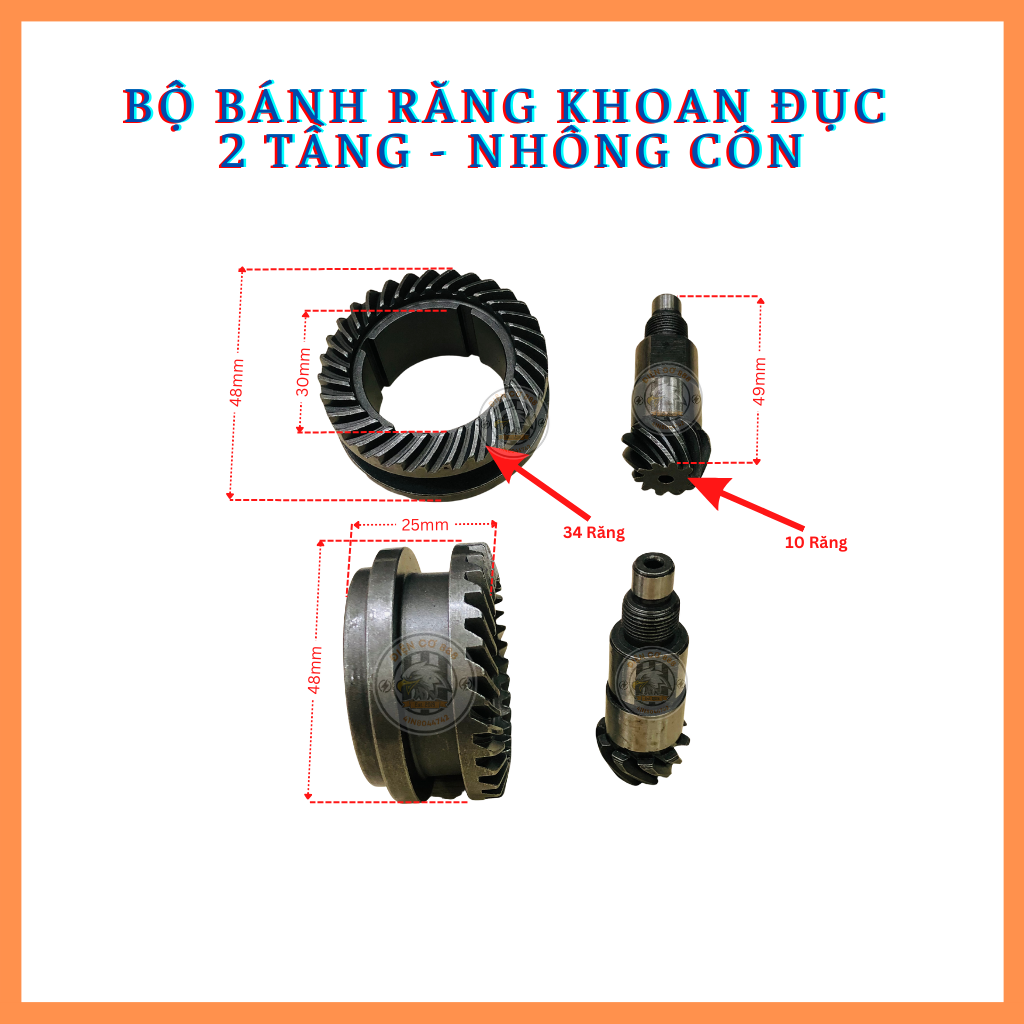 Bộ nhông côn - Bánh răng 2 TẦNG khoan đục DCA AZC03-26, AZC04-30, AZC02-28 và OSUKA (2 chi tiết)