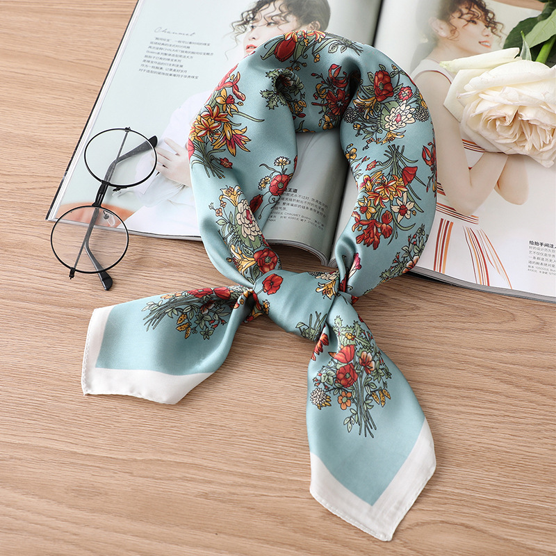 Khăn Vuông Khăn Turban Cao Cấp Bông Hoa Chất Liệu Lụa Chiffon 70x70cm - Mã KL033