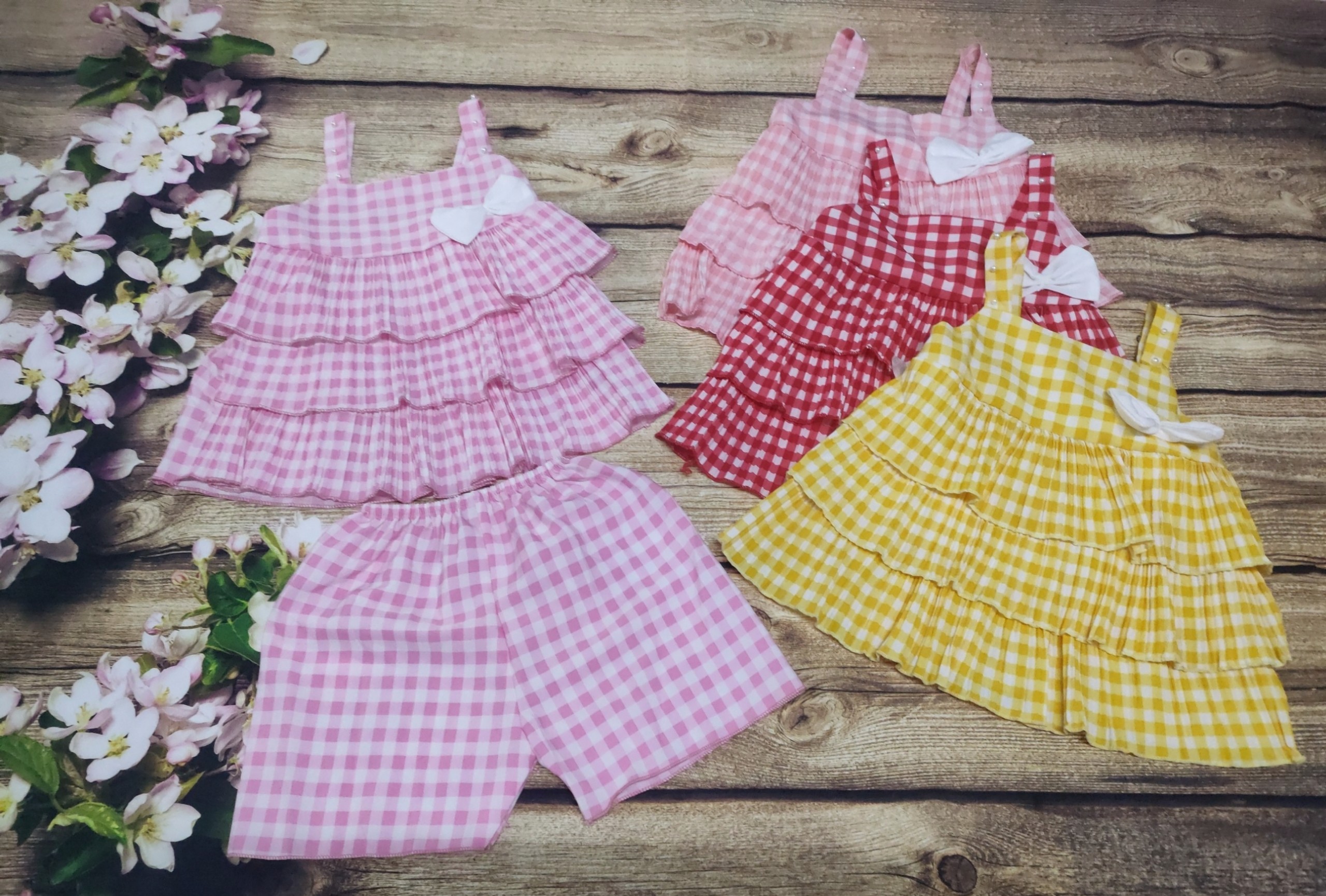 Bộ Lụa Tầng Hai Dây Phối Nơ Bé ( 6-14kg) (giao màu ngẫu nhiên)