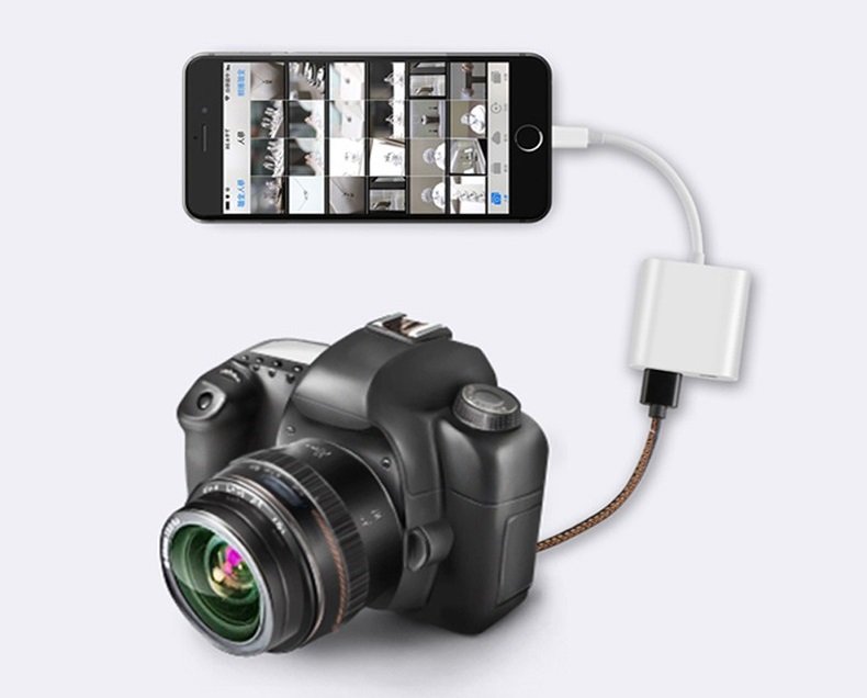 Cáp OTG USB Lightning to USB 3.0 kèm lỗ sạc pin