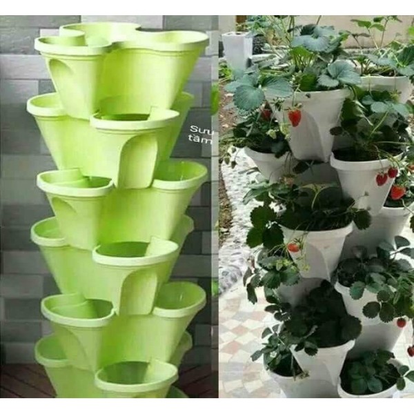 Combo HOT 6 chậu trồng cây siêu yêu xếp tầng( được chọn màu),không bao gồm đế, chậu nhựa bền đẹp