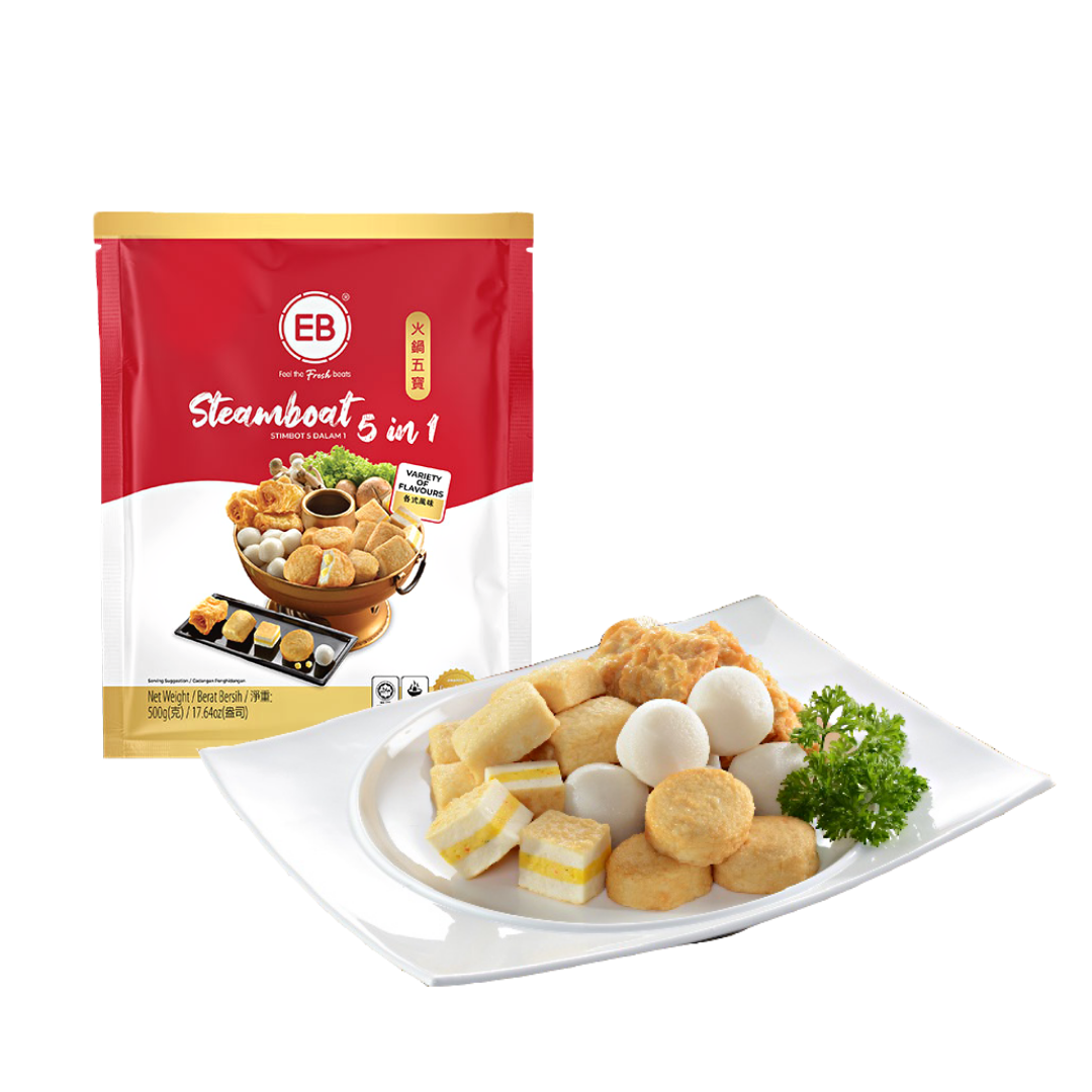 gói 500g viên thả lẩu thập cẩm 5 trong 1 Malaysia bao ngon