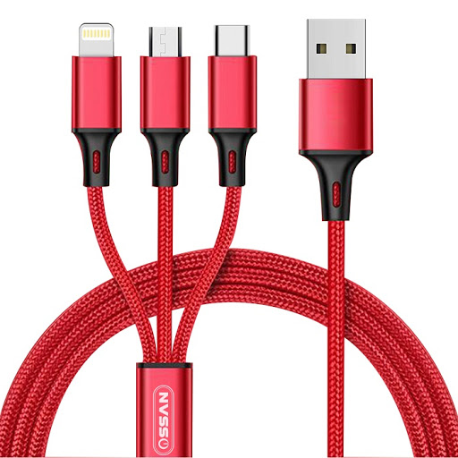 Dây cáp sạc đa năng  | Dây dù , Dài 1.2M | 3 đầu Micro USB / Type C / Lightning