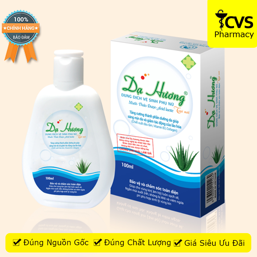 Dung dịch vệ sinh phụ nữ Dạ Hương Xanh Dương (nha đam) 100ml - sạch nhẹ, khử mùi hôi, bảo vệ vùng kín - cvspharmacy