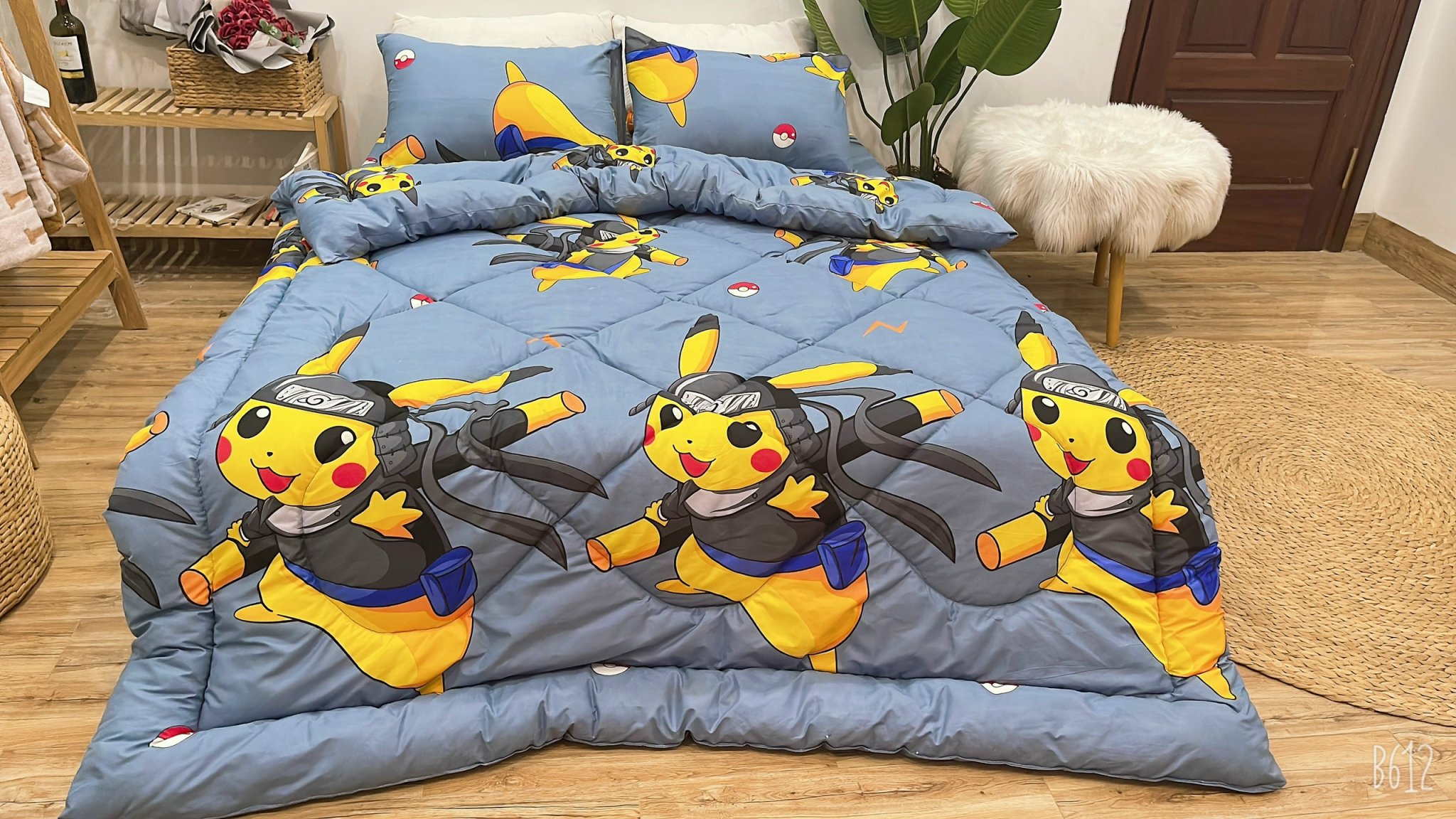 Set Ga Gối Mẫu Họa Tiết Pikachu P65 ( Gồm 1 ga bo chun, 2 vỏ gối nằm, 1 vỏ ôm)