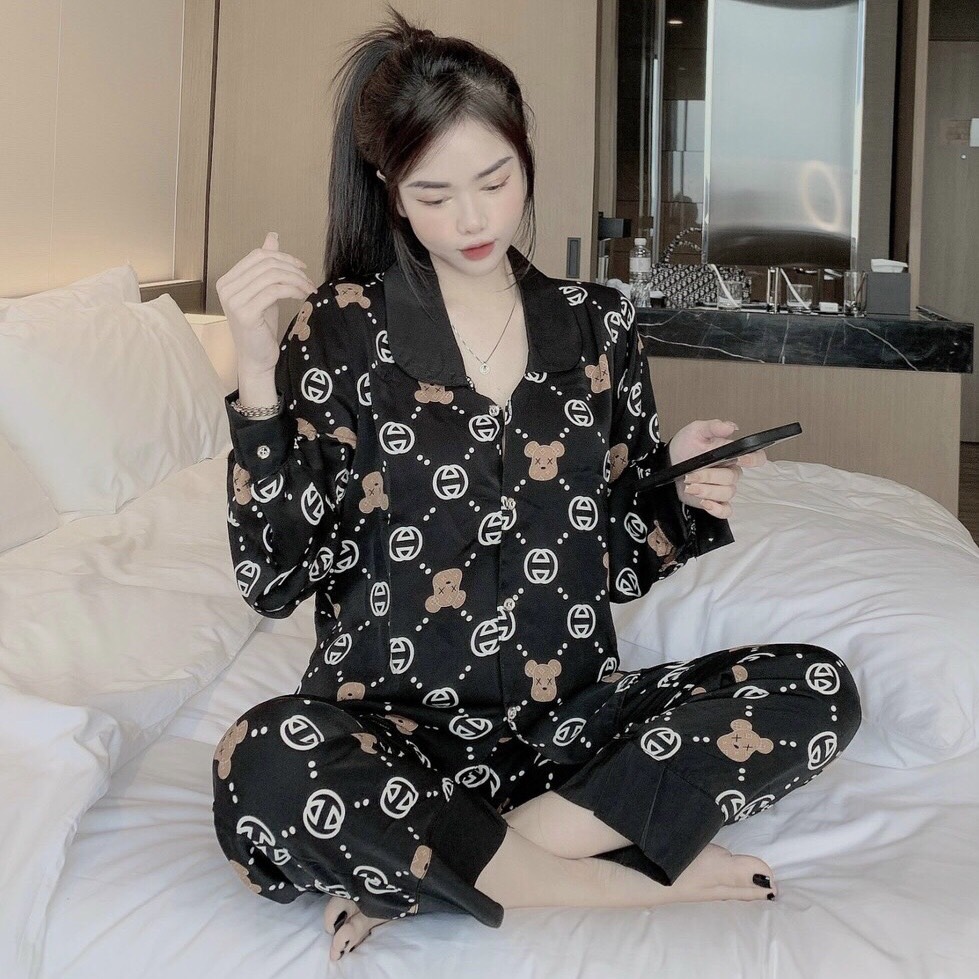Bộ Pijama lụa 💕Mẫu mới nhất💕 tay dài, chất lụa mềm mịn mát 💯Ảnh thật