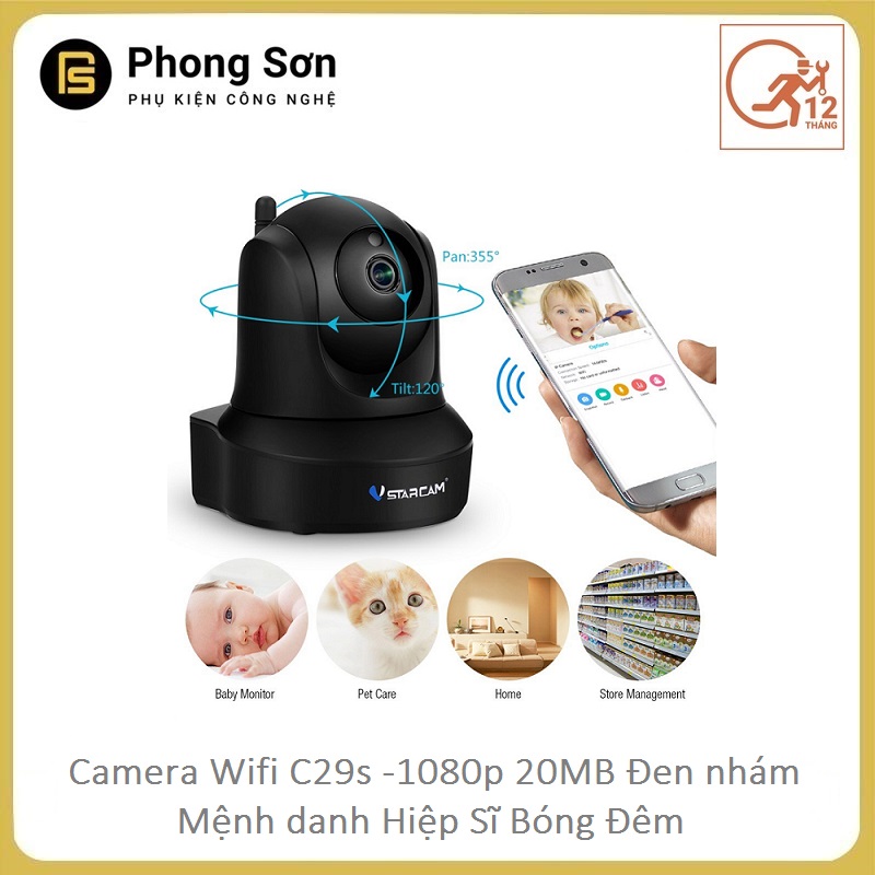 Camera Wifi IP C29s FHD 1080p Vstarcam (Hiệp sĩ bóng đêm)