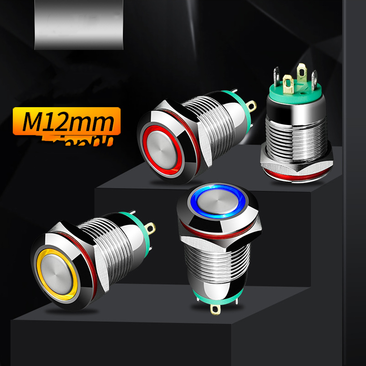Công tắc Self-Lock và Nút nhấn tự Reset - 12mm (3V-24V) có đèn LED sáng