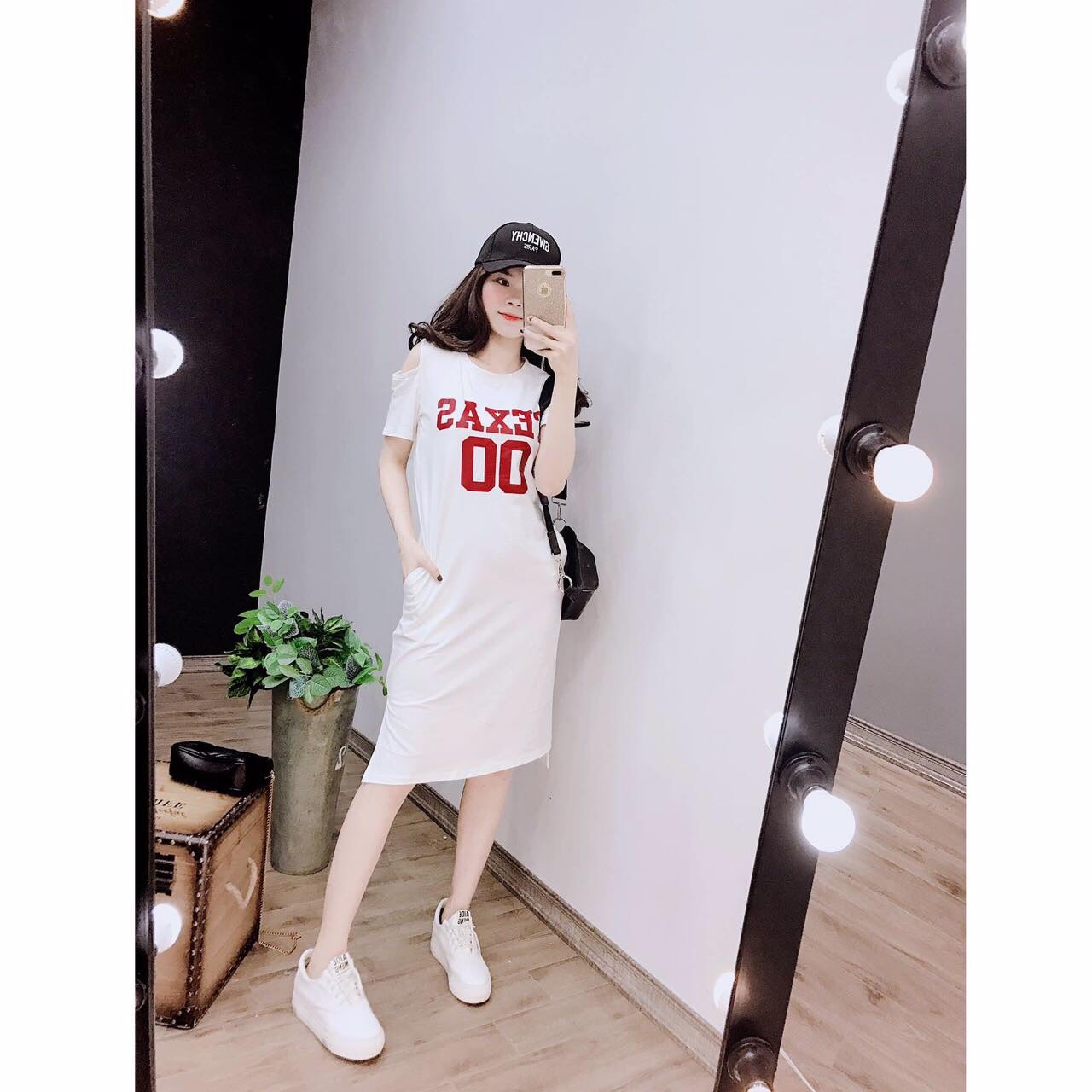 [HCM]đầm suông +Dưa hấu form dài màu hồng- mẫu DA512-