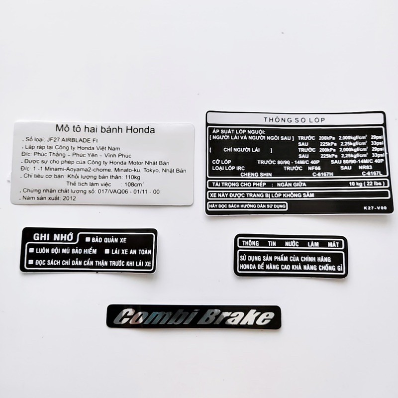 Tem thông số dành cho xe AirBlade Fi đời 2010-2014