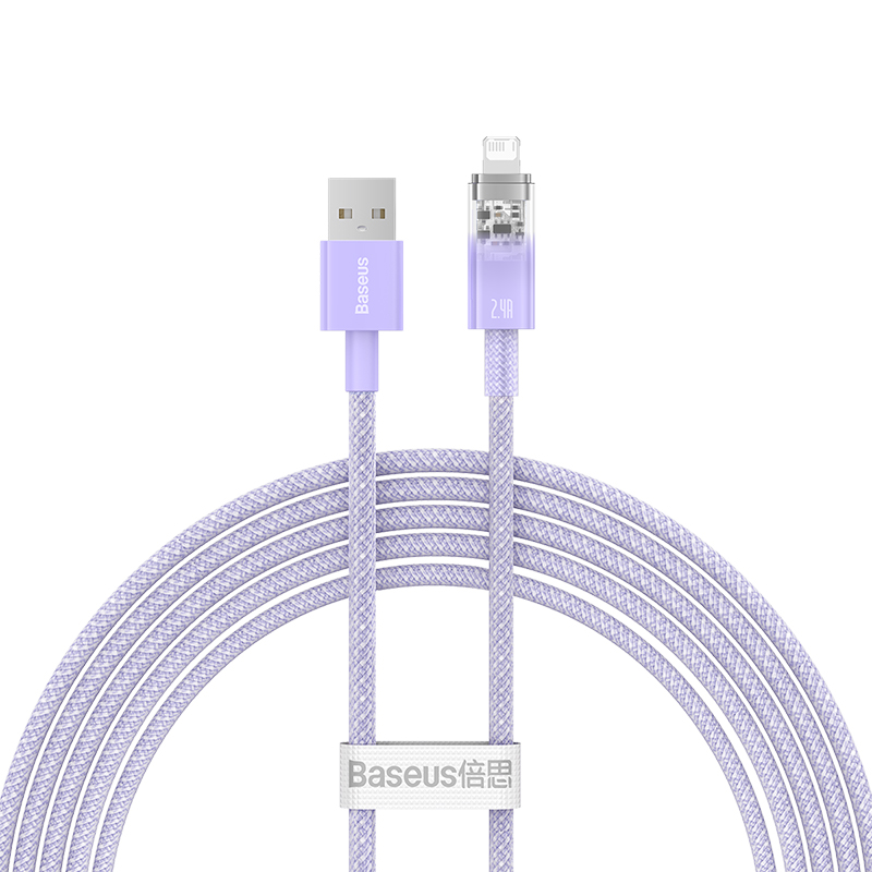 Cáp Sạc Baseus Explorer 2.4A USB to Ln | Chống Nóng An Toàn, Thiết Kế Trong Suốt