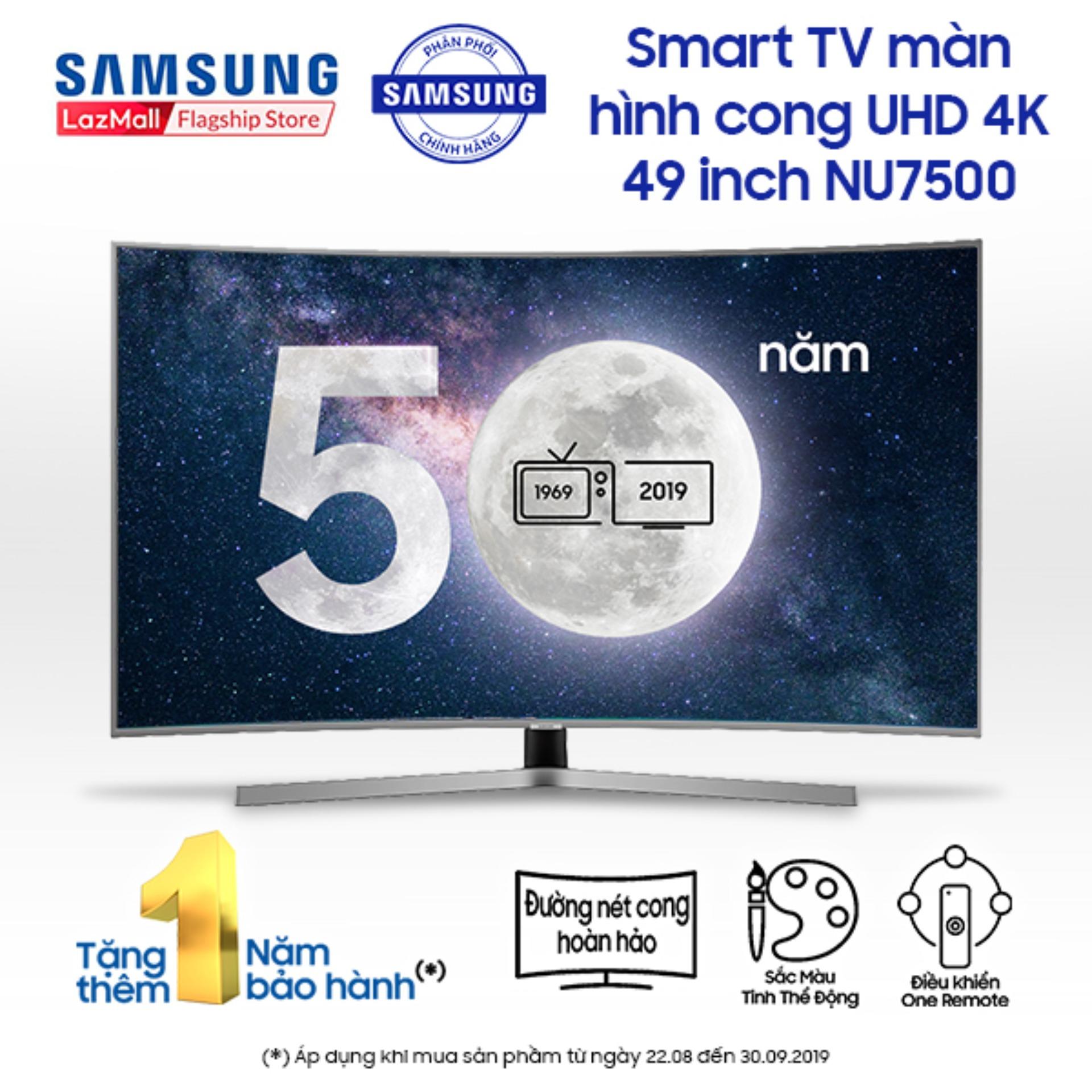 Smart TV Samsung LED màn hình cong 49inch 4K Ultra HD - Model UA49NU7500KXXV (Đen) - Công nghệ hình ảnh HDR, PurColour + Độ tương phản cải tiến UHD Dimming + Kết nối với thiết bị di động + Steam Link - Hãng phân phối chính thức