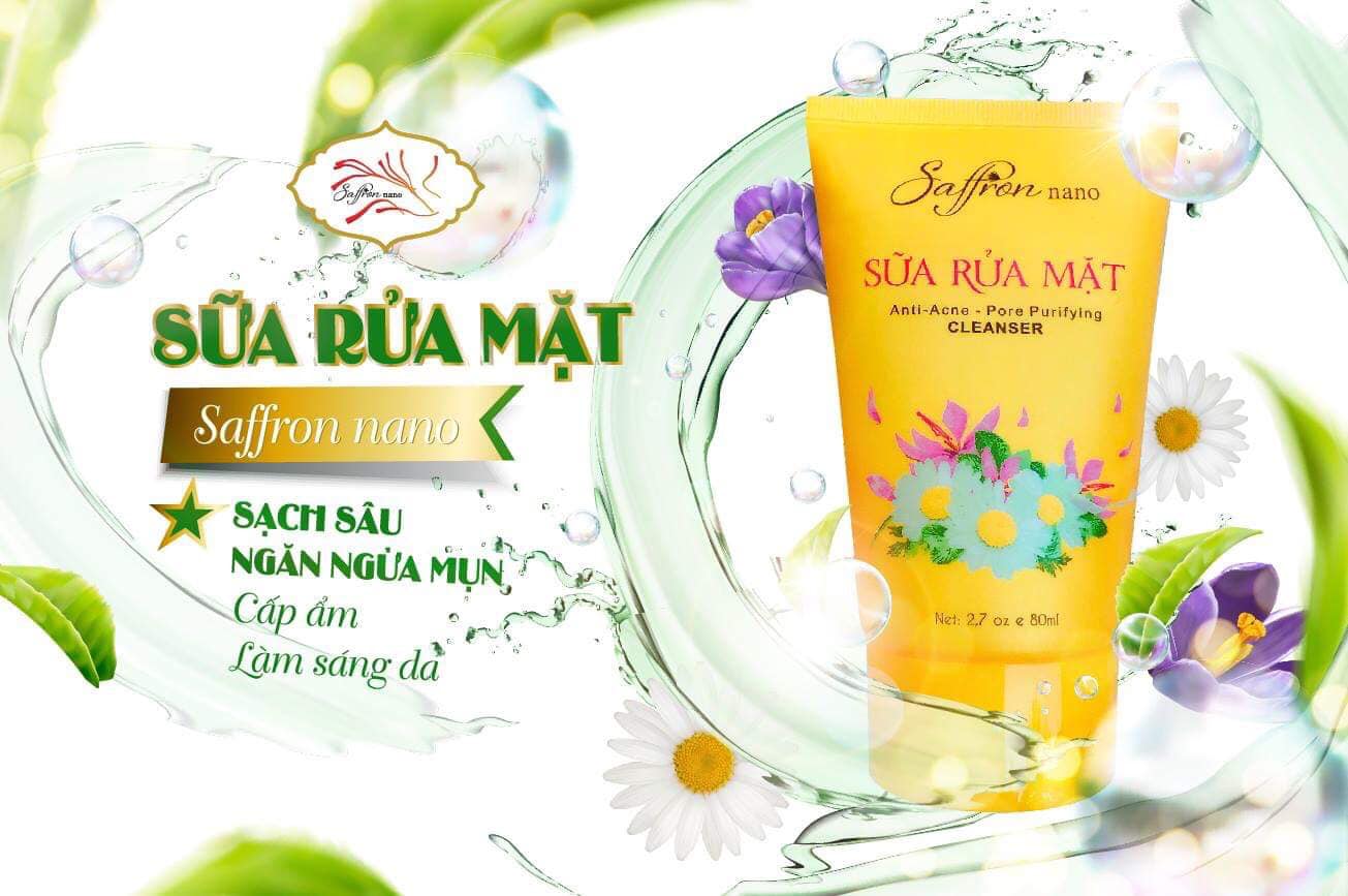 Sữa rửa mặt hoa cúc dành cho mọi loại da Saffron nano