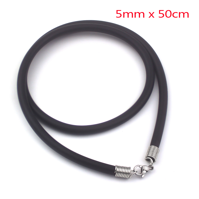 Dây chuyền cao su đen 2 đầu khóa inox thép không gỉ- dc2lc