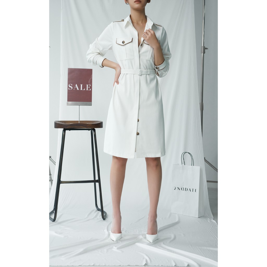 Váy liền sơ mi đũi xước 2NDDATE DR053DF