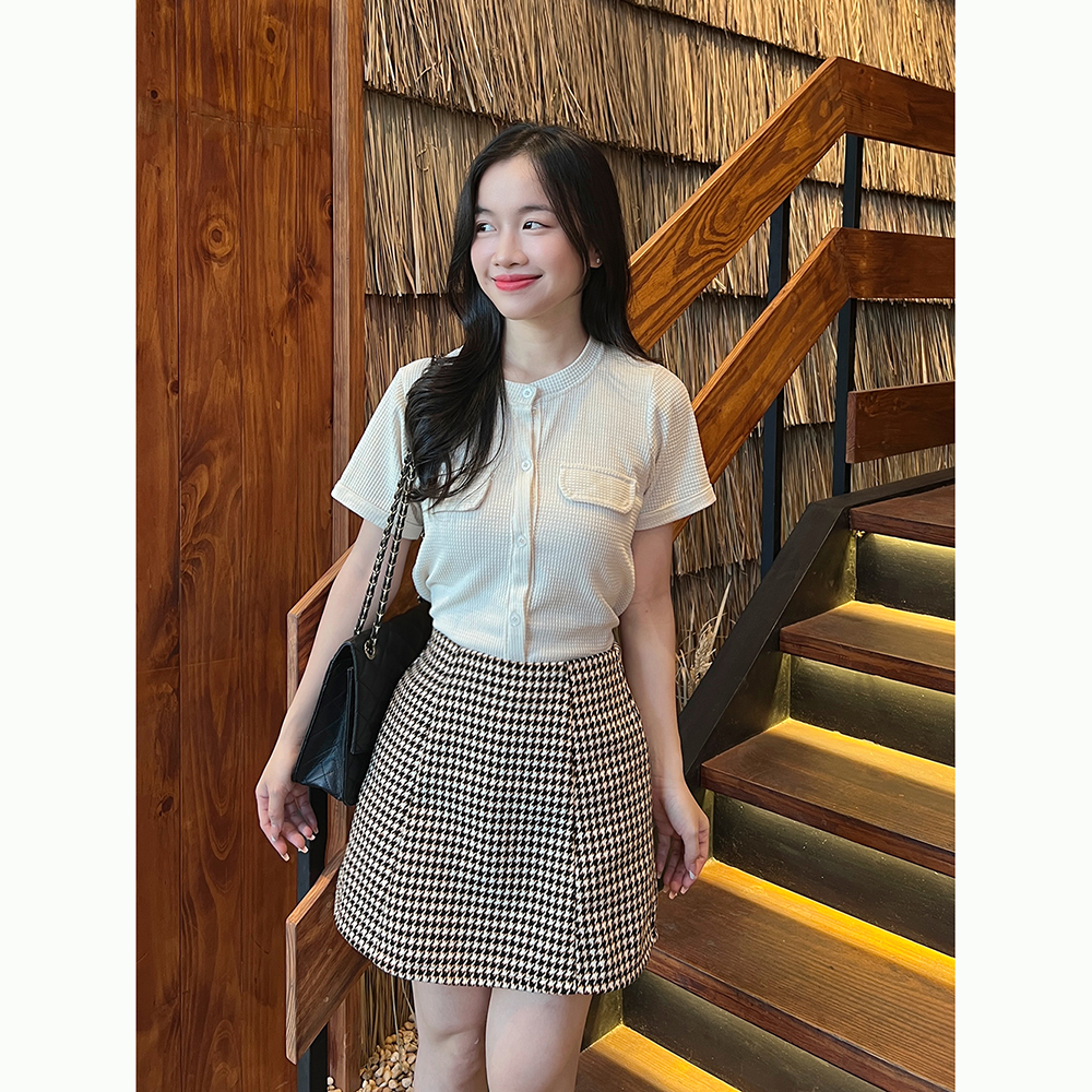 Chân váy chữ A dạ tweed MOOLYS basic MK002