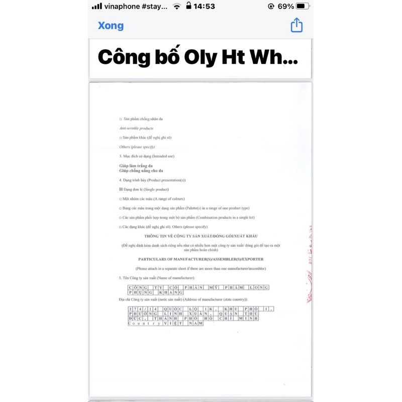 Kem Oly HT White trắng da toàn thân chống nắng