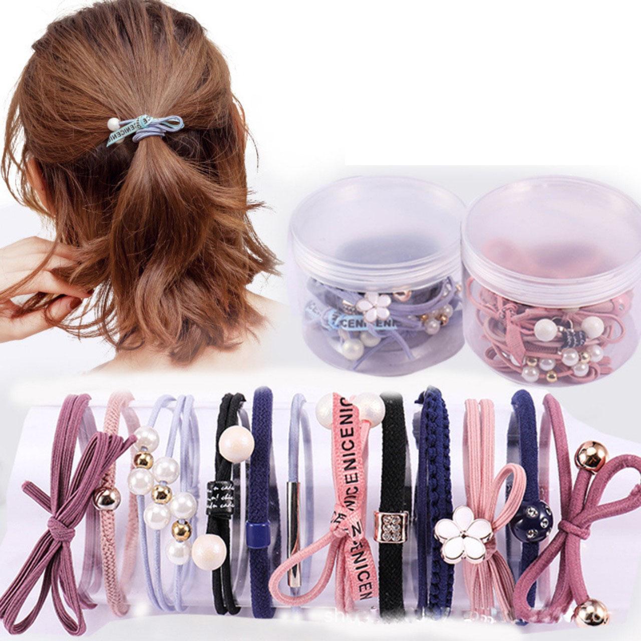 Set 12 thun cột tóc Hàn Quốc siêu cute - Gồm hộp