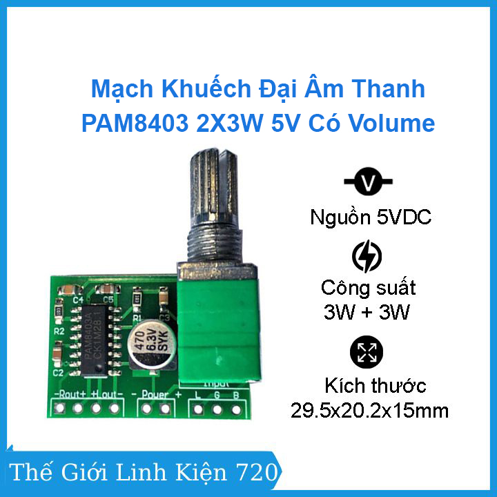 Mạch khuếch đại âm thanh pam8403 2 x 3w 5v có volume