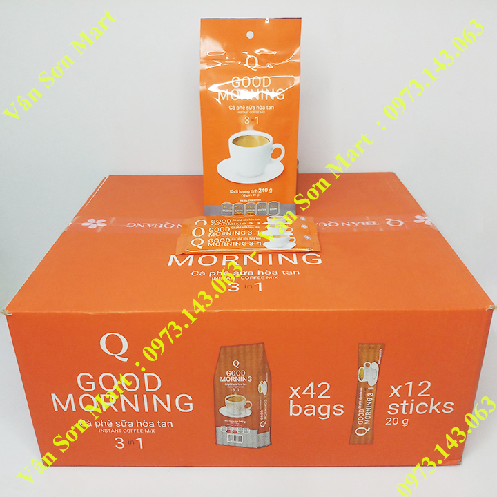 Cà phê sữa (loại 12 gói nhỏ) bịch 240g Good morning Trần Quang