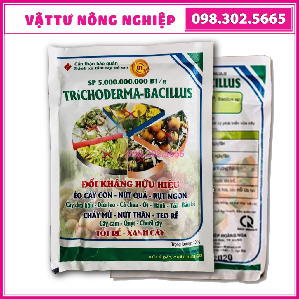 Chế phẩm vi sinh trichoderma nấm đối kháng chống thối rễ, tạo mùn đất, phân hủy hữu cơ - gói 100g