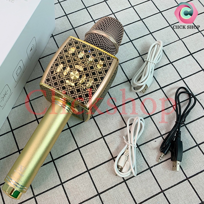 Bộ mic cầm tay bắt bluetooth hát karaoke ys-98 mới nhất kèm 1 mic hát song ca cực hay bảo hành 12 tháng
