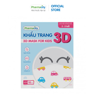 Khẩu Trang 3D Trẻ Em Hoa Văn 2-5 Tuổi Pharmacity Hộp 10 Cái thumbnail