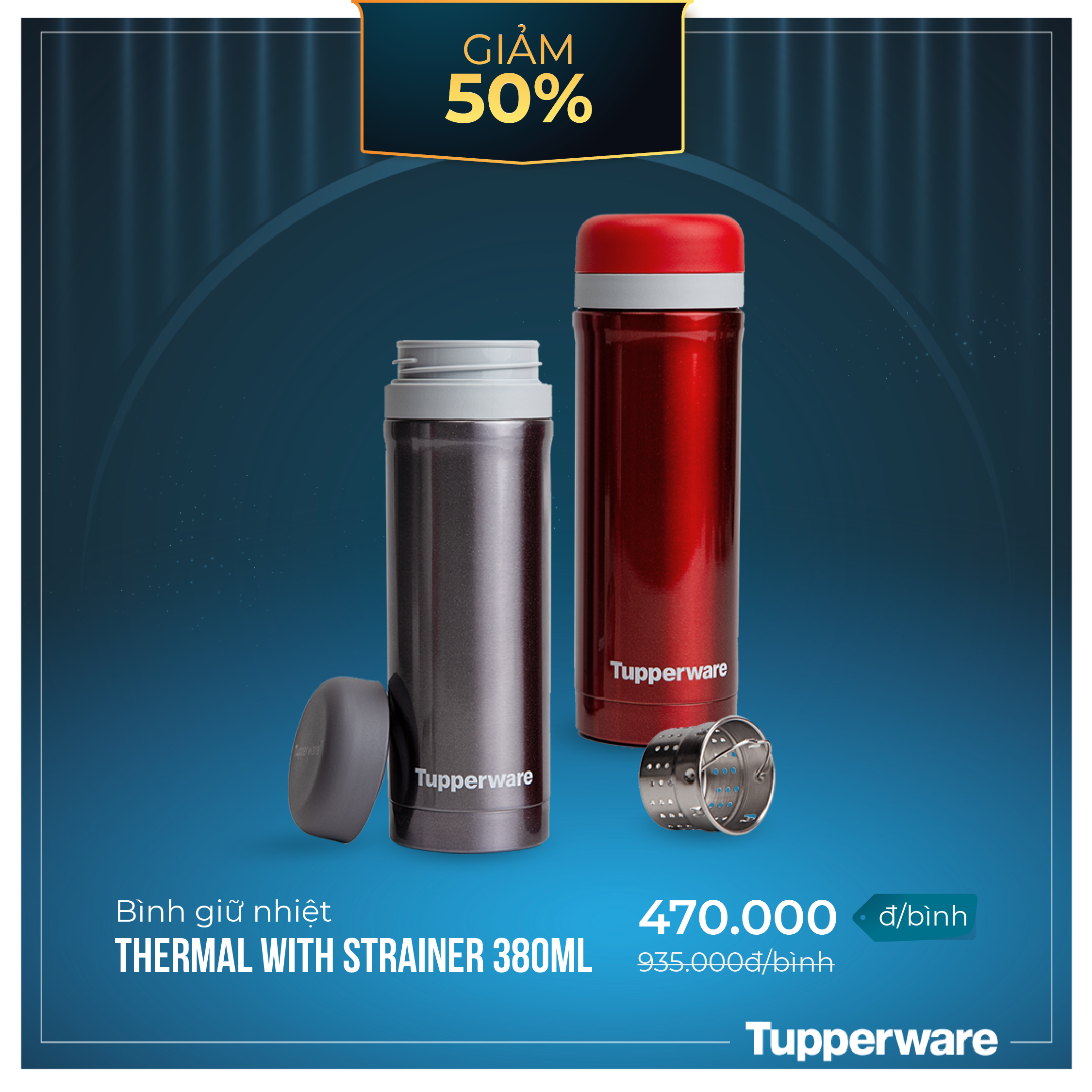 Bình giữ nhiệt có ngăn lọc Tupperware Thermal 380ml