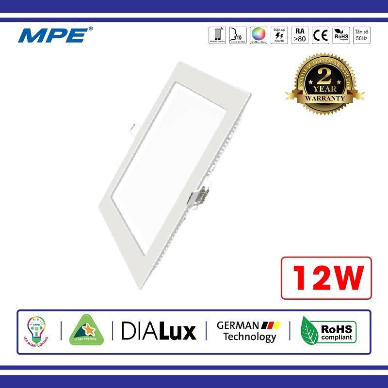 Đèn led panel âm trần vuông 12w mpe