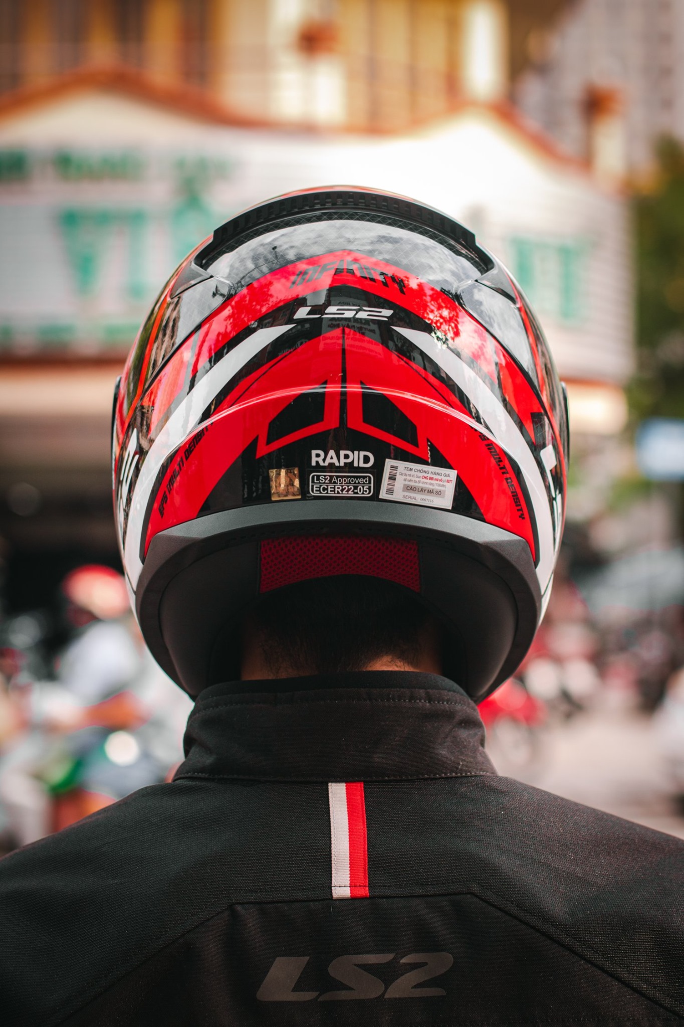 [CHÍNH HÃNG] MŨ BẢO HIỂM FULLFACE LS2 FF353 RAPID TRẮNG ĐỎ ( Tặng kèm khăn trùm ninja )