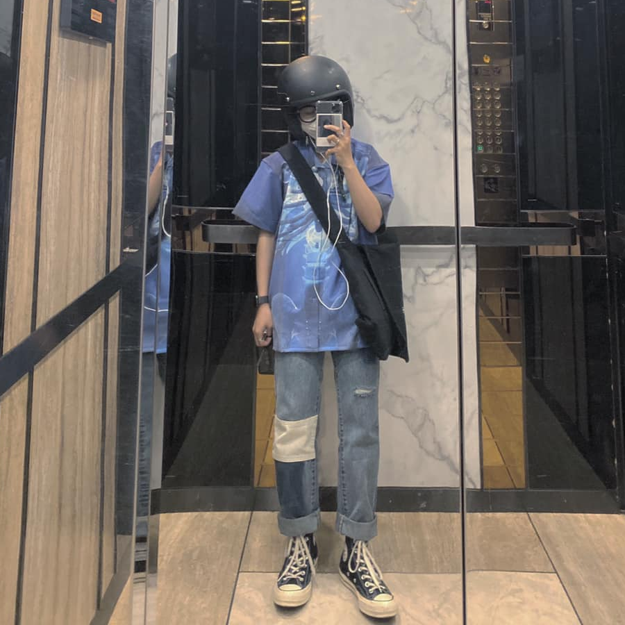 [HCM][Chính hãng] Áo Bobui Sơ mi xương xanh