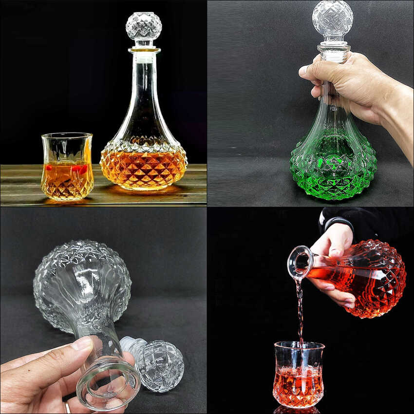 Chai Đựng Rượu Thủy Tinh 750ml cao cấp mẫu cam lộ giác kim cương - Vỏ Chai Rượu Đẹp - Bình Đựng Rượu Đẹp (B6)