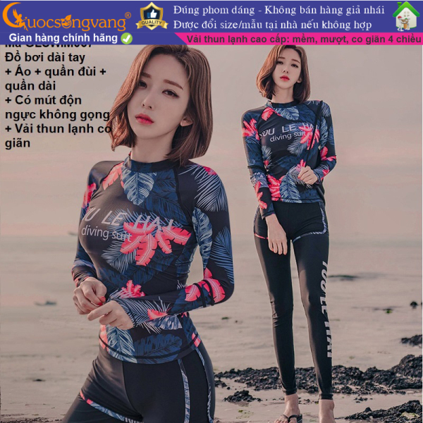 Nơi bán Bộ đồ bơi nữ dài tay in hoa 3 món bộ đồ bơi nữ kín đáo GLSWIM067 Cuocsongvang