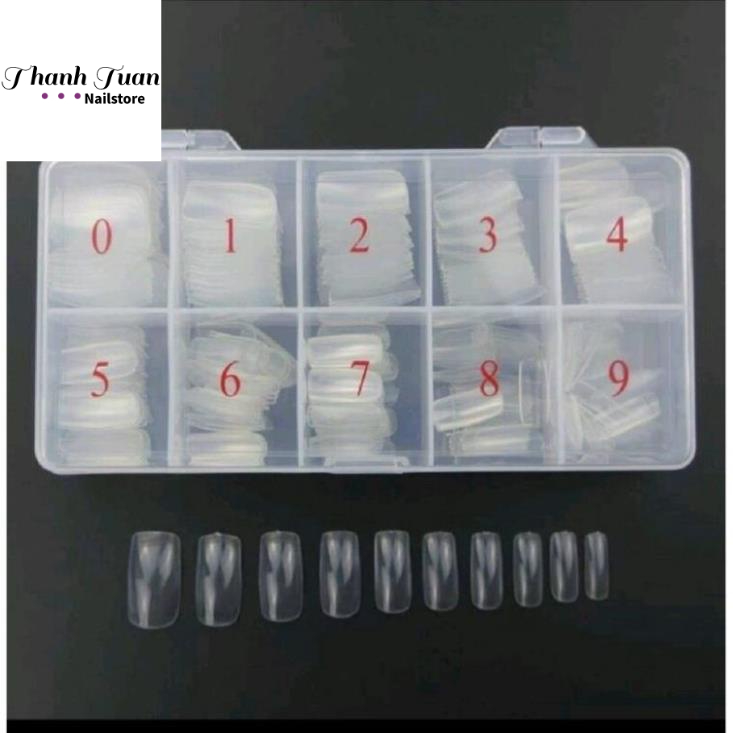 Móng úp chân dài đủ size (5,6,7,8,9)hộp 500 móng phom vuông