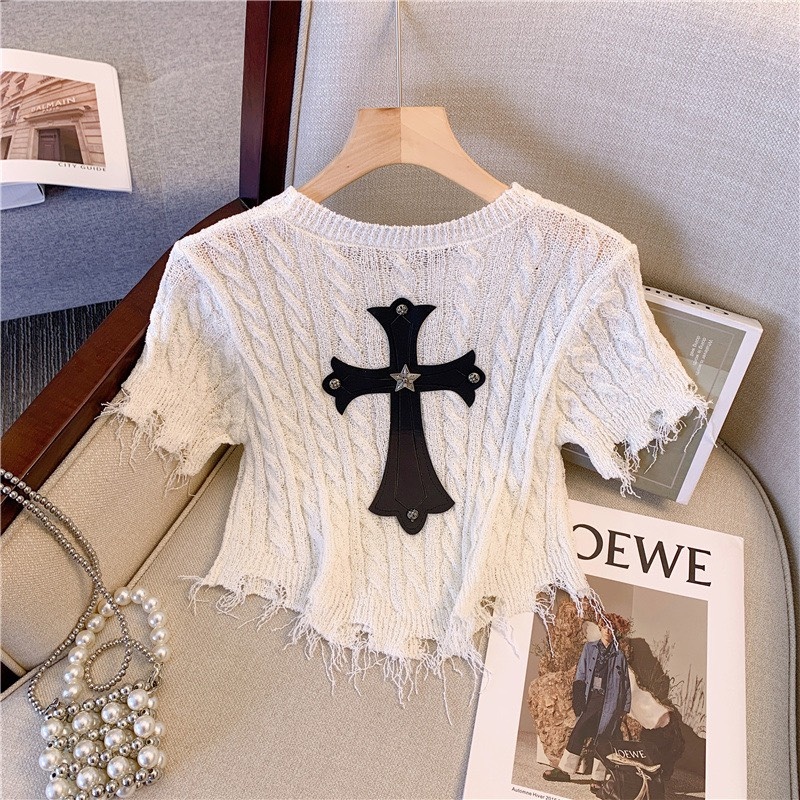 ❦  Áo len rách dáng croptop nữ áo len 3 màu