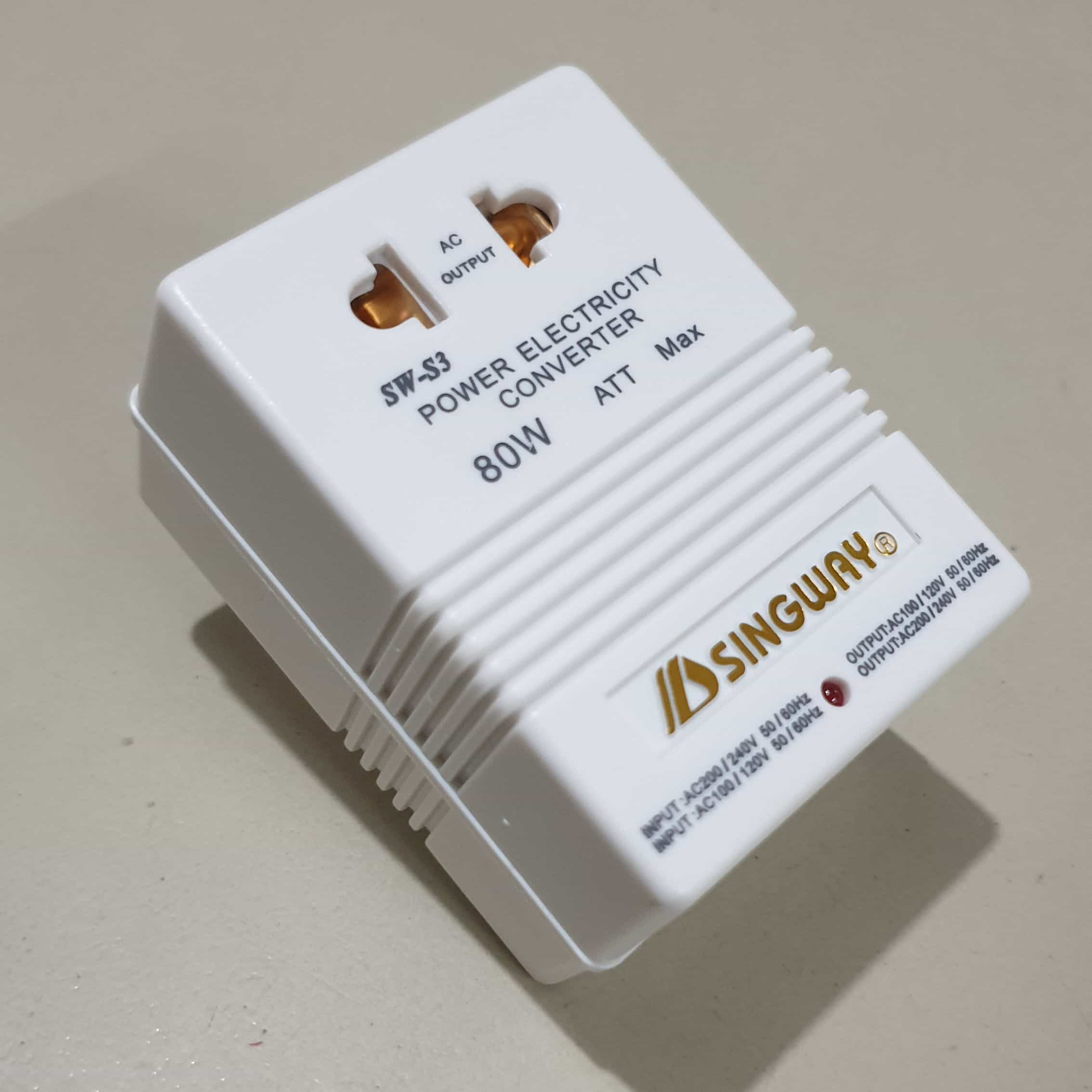Bộ đổi nguồn 220v sang 110v cho đồ nhật, cục đổi nguồn singway 80w chuyển điện 220v về 110v hoặc ngược lại