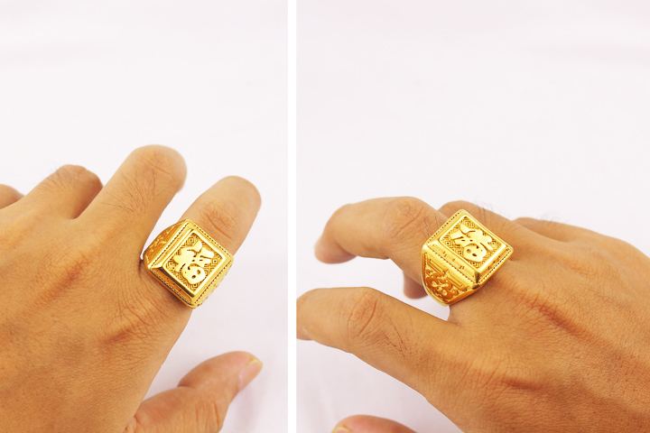 Nhẫn Titan cao cấp chữ Phước màu vàng siêu đẹp bền màu - Đeo tay vạn sự may