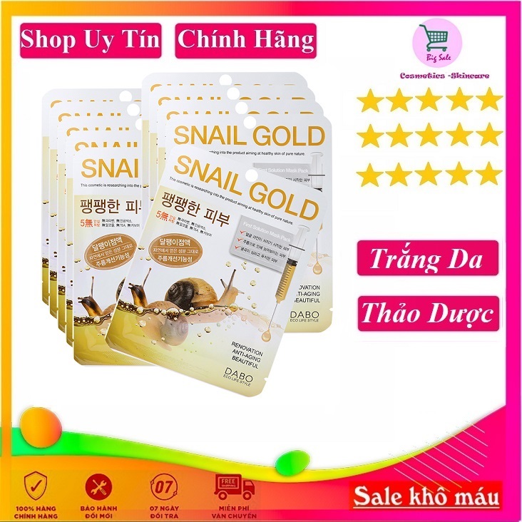 Bộ 10 miếng Đắp mặt nạ DABO Ốc Sên cao cấp Hàn Quốc