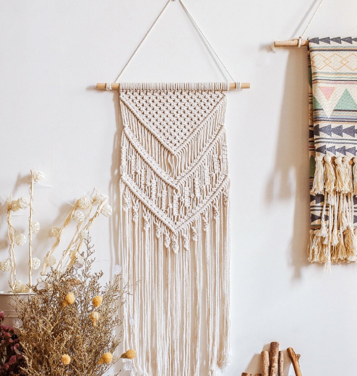 Mành Macrame treo tường, Macrame trang trí thắt mũi tên
