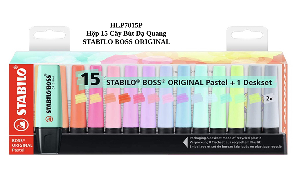 Bộ bút dạ quang stabilo boss original + pastel 23/15 màu