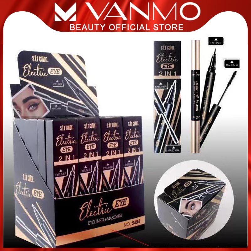 Mascara + eyeliner 2in1 bút kẻ mắt hai đầu tiện dụng mascara kẻ mắt dày cong mi sắc nét