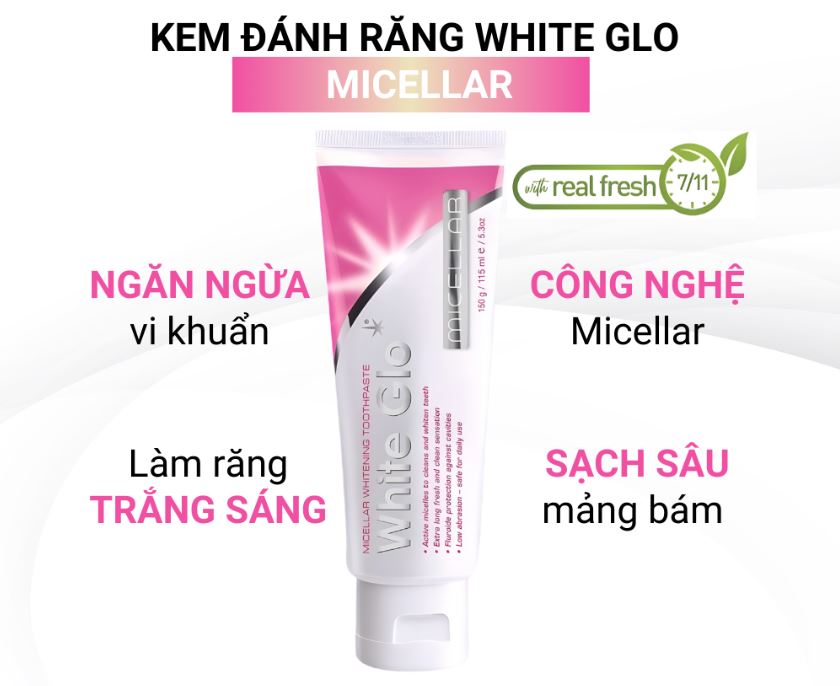 Kem đánh răng làm trắng răng từ công nghệ Micellar White Glo 150g